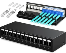 Patch Panel 12 Port Blank Keystone Patch Panel STP&UTP Compatible with LC/SC/...