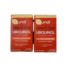 2 Boxes - Qunol Mega Ubiquinol CoQ10 Vitamins 100mg 120 Total Softgels 09/2028