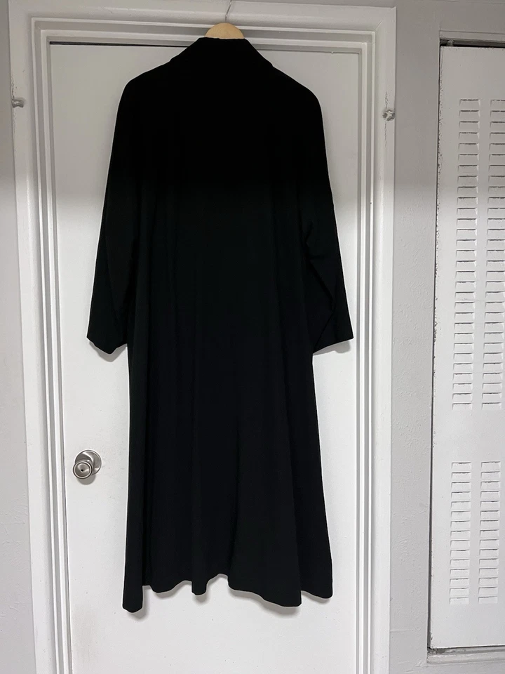 Yohji Yamamoto Made in France Long Wool Coat M Black Archive 1980s Overcoat - Image 2 of 4
