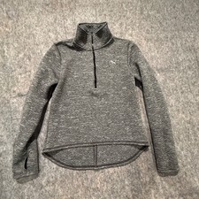Puma Warm Cell Women Gray Quilted Quarter Zip Pullover Sweatshirt Size M