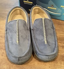 Isotoner Men's Navy Signature Advanced Memory Foam Loafers Sz Mid 8-9 Heel Cushi
