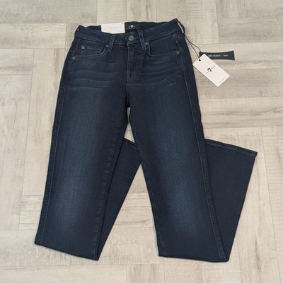 NWT 7 For All Mankind Womens 25 Kimmie Straight Leg Slim Illusion Luxe Dark Wash