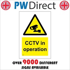 Image of SIGN CCTV In Operation Surveillance Camera Icon Yellow Caution Warning CT147A