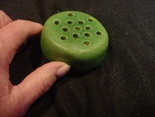 Antique dark matte green flower frog