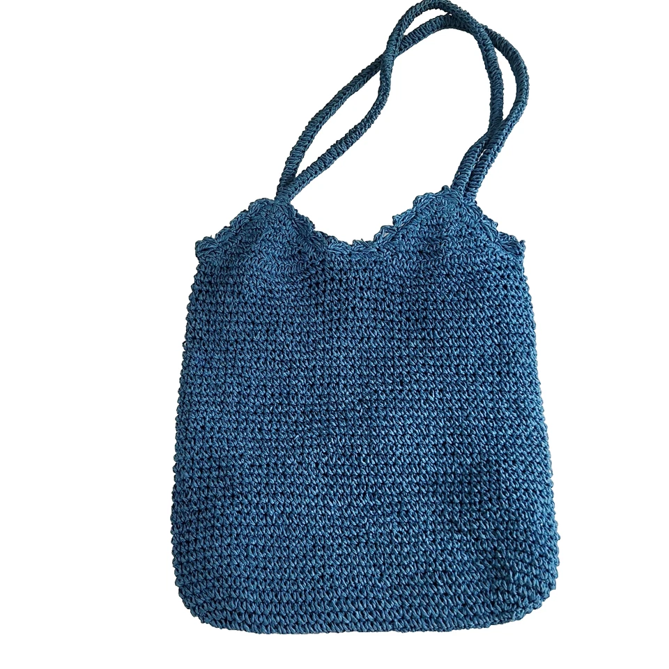 Bolso de Mano St. John's Bay Nuevo con Etiquetas Y2K Vintage Azul Aspecto Paja Bordado Floral Foto 2 de 4