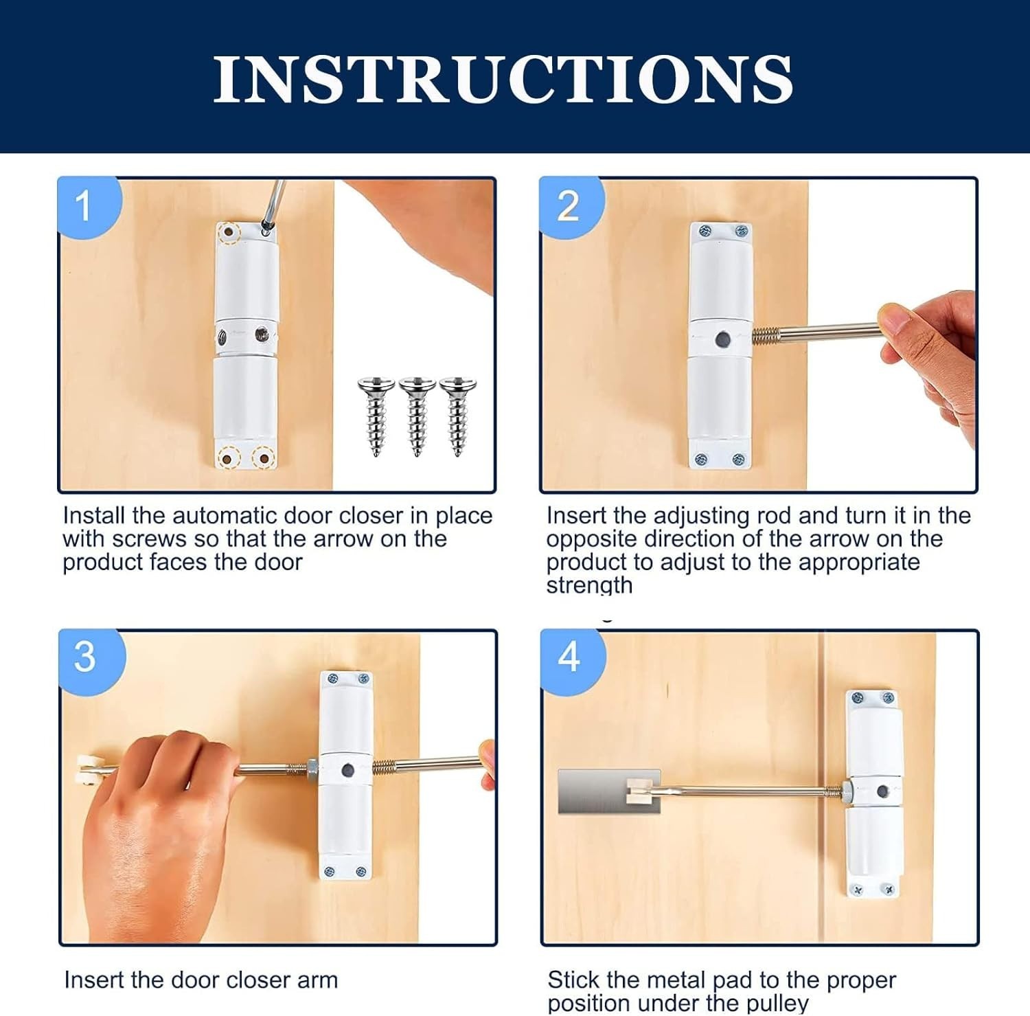 Automatic Door Closer, Zinc Alloy Safety Spring Door Closer Adjustable 30 kg Clo
