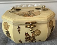 Holly Hobbie Vintage Wooden Decoupage Box Purse with Lucite Handle