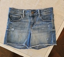 Gap Kids Girls Blue Denim Cut-Off Distressed Frayed Midi Shorts Sz M 8/9