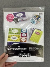 ASTRO DESIGNS: 8.5X11 Sticker Paper Factory Sealed 15 Sheets- 2021 Sealed