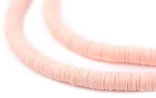 Rose Pink Vinyl Phono Record Beads 10mm Ghana African Disk 34 Inch Strand