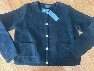 NWT French Connection XL Button Babysoft Cardigan Sweater Black