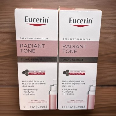 EUCERIN RADIANT TONE DARK SPOT CORRECTOR DUAL SERUM WITH THIAMIDOL 1oz ea 2 PACK