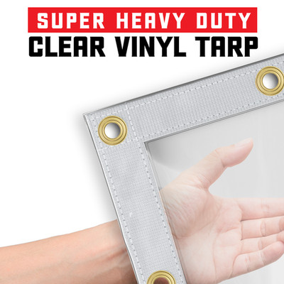Heavy Duty  Waterproof Clear Tarp with Grommets Transparent PVC Vinyl Tarpaulin