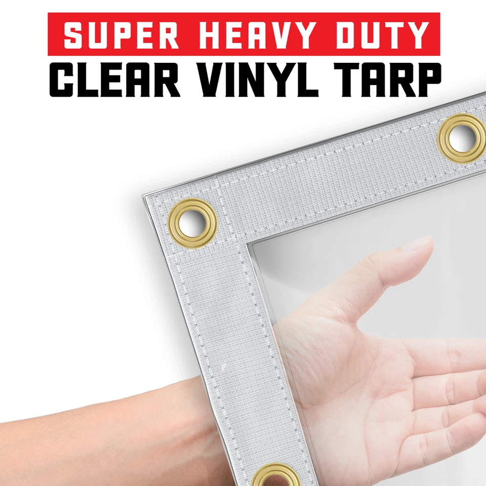Heavy Duty  Waterproof Clear Tarp with Grommets Transparent PVC Vinyl Tarpaulin - Image 1 of 1