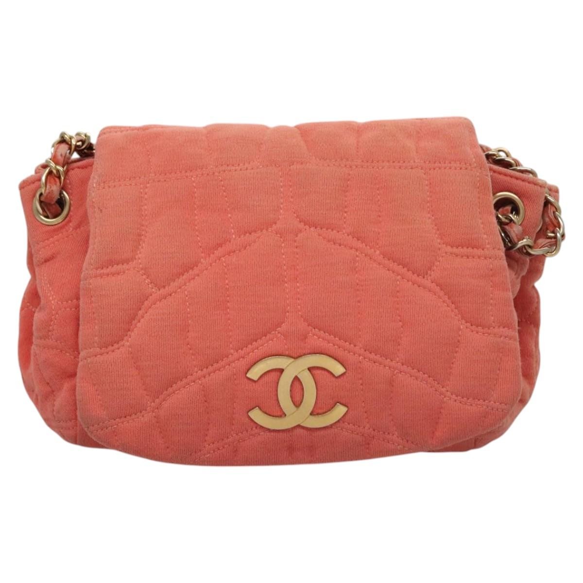 Chanel Pink Cotton Shoulder Bag Authentic
