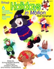 NEEDLECRAFT SHOP PLASTIC CANVAS HOLIDAYS IN MOTION WALL HANGINGS 6 DESIGNS