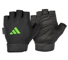 New Adidas Essential Adjustable Training Gloves Size Small Black/Green AeroReady
