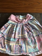 Vintage 90s Whipped Cream Girls Pastel Southwestern Tiered Ruffle Skirt Small