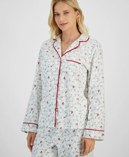 Charter Club Women's 2-Pc. Cotton Flannel Packaged Pajamas Delicate Cardinal NWT