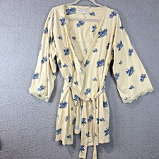 VTG Victoria s Secret Floral Robe Sz Sm Yellow 100 Cotton Feminine Coquette