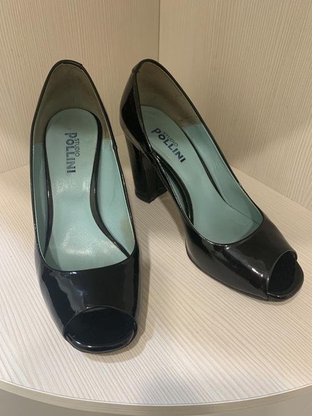 Women Pollini Heels Black Leather 36.5