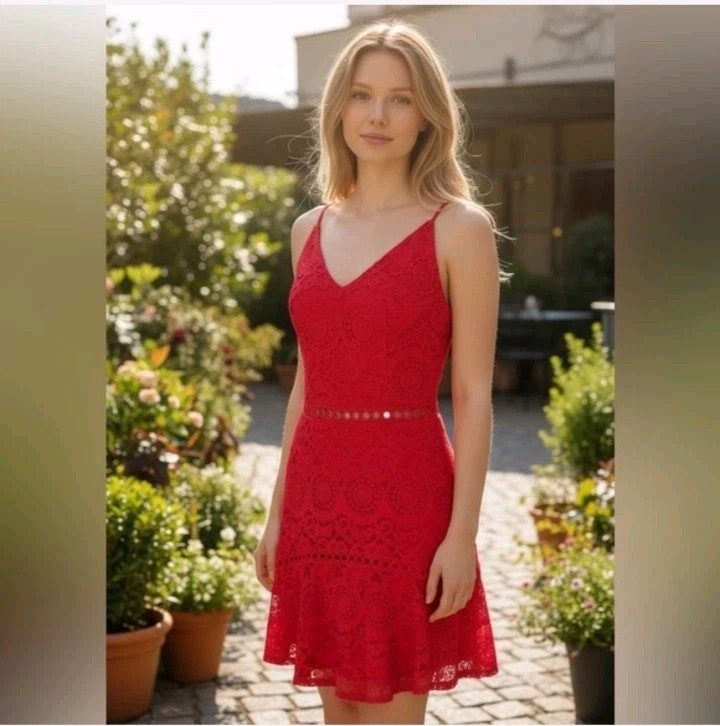 francesca's cocktail dresses (Mi ami) Red lace sleeveless dress Size M Casual, Summer, Party Francesca clothes Size:W34 L32 wedding parties Brayden Knit Dress 5% Elastane) 140cm total