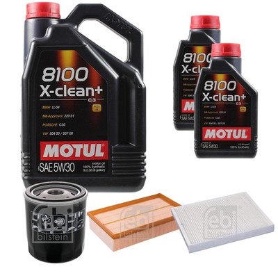 FEBI BILSTEIN Inspektionspaket 7L Motul 8100 X-clean+ 5W30 für VW Multivan VI