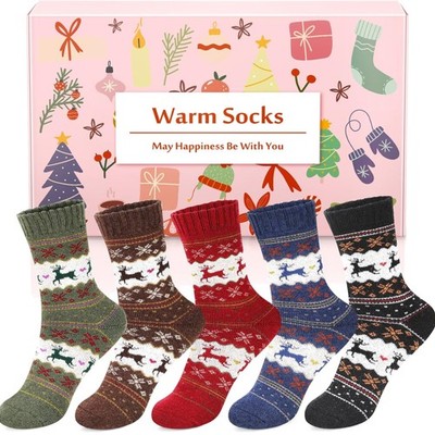 Damen Thermosocken Wool Socks Wintersocken Warm Dicke Stricksocken