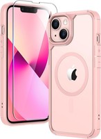 HandyhüLle FüR Iphone 13 14 6,1 Zoll Rosa StoßFest Mit Panzer Schutzglas Magsafe