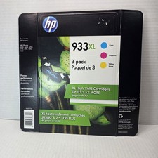 HP 933XL Ink Cartridge Lot Cyan Magenta Yellow 3-Pack High Yield Expired 5/2022