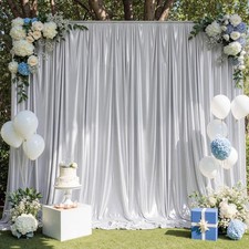 10x10 FT Silver Sequin Backdrop Curtain Wrinkle Free Glitter 5x10FT 2 Panels