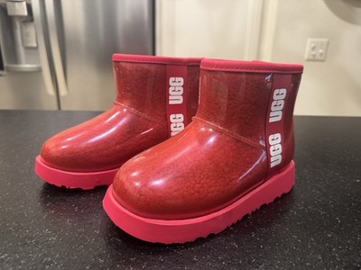 UGG Big Kids' CLASSIC CLEAR MINI II Boots Samba Red 1112386K Size 13