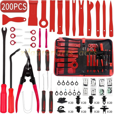 #ad 200Pcs Car Trim Removal Tool Set Radio Hand Pry Panel Door Interior Clip Plastic $22.99