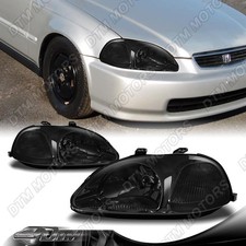 Chrome Housing Smoked Lens Headlights Wclear Reflector For 96-98 Honda Civic
