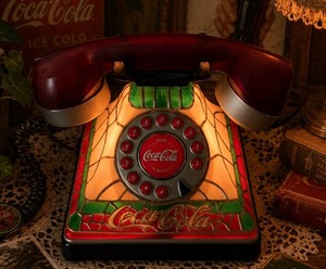 コカコーラ ステンドグラス調 電話機 レトロ ビンテージ 海外 美品 I51I Vintage Coca Cola Phone | eBay