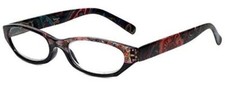 Calabria 4377 Reading Glasses w/Floral Designs Matching Case in Black 3.25
