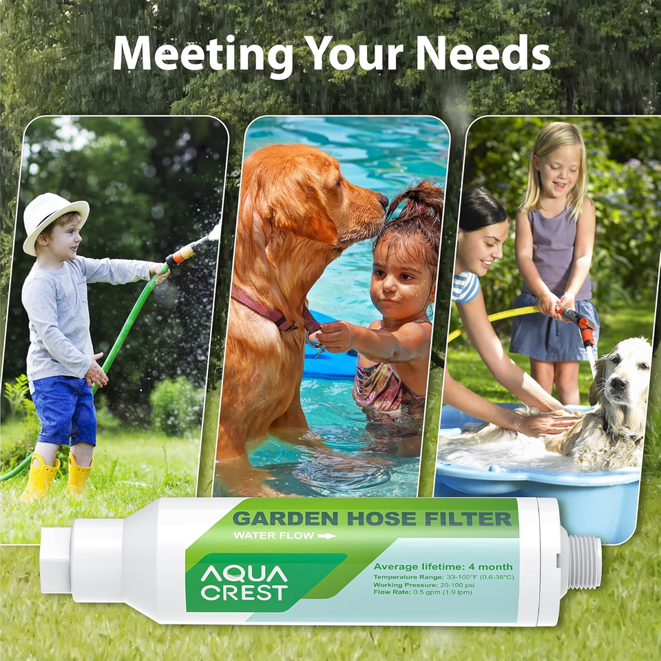 AQUACREST Garden Hose Water Filter for Plants, Greatly Reduces Chlorine ...