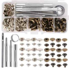 Leather Snap Fasteners Kit, Press Stud Stainless Steel Buttons for Marine...HIST