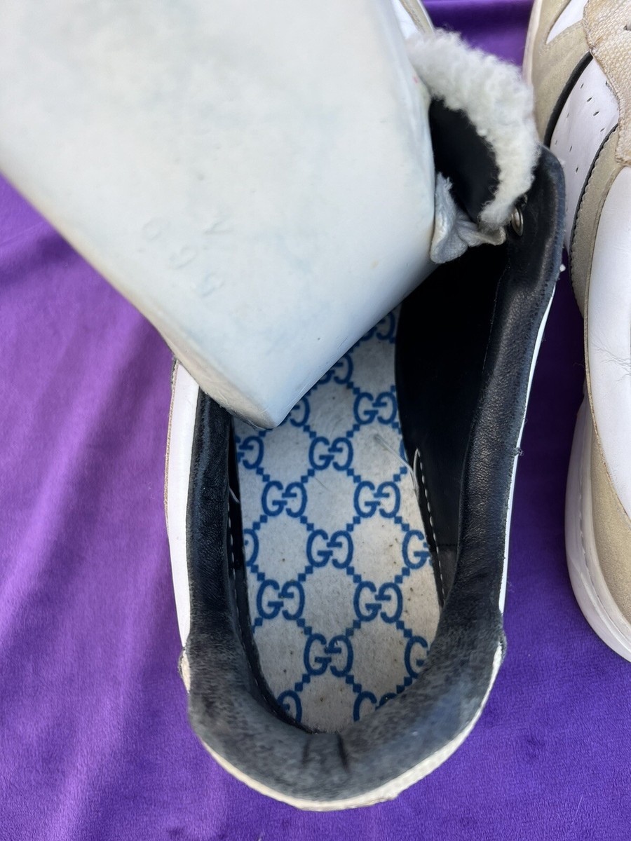 Gucci GG Logo Men's Sneakers with Shearling Tongue White Size 12 G