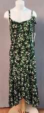 Nine West - ladies long dress halter black green floral - size XS (NWT)