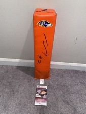 TYLER HUNTLEY SIGNED BALTIMORE RAVENS LOGO FOOTBALL PYLON PROOF JSA COA