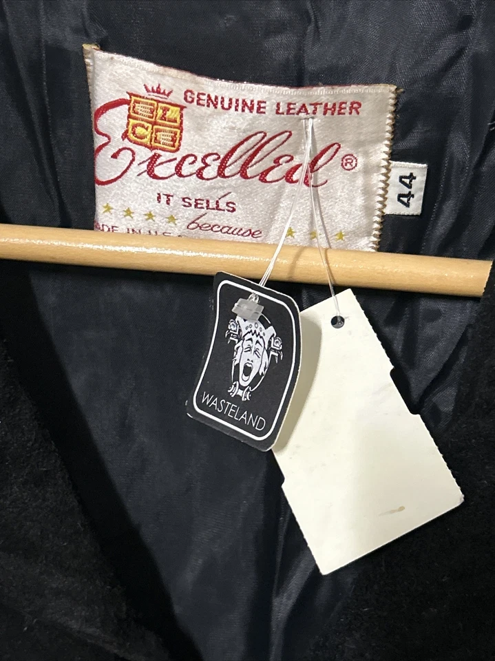 Vintage Excelled Suede Leather FRINGED Western Coat Jacket black Cowhide Tassel - Image 2 of 4