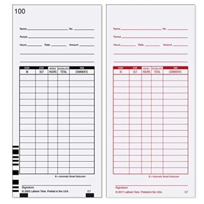 Lathem 7000E 7500E Time Cards (100Pack)