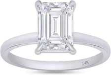 1-7CT GIA Authentic Emerald Lab Grown Diamond Solitaire Ring 14k Gold G-H VS-SI