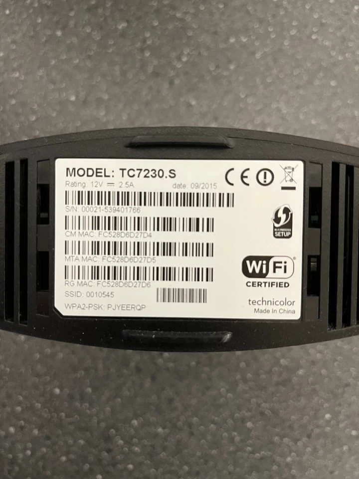 Technicolor TC7230.S Cable Modem Router - Wi-Fi Certified - Dual Band - Used - Image 4 of 4