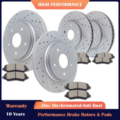ROADFAR Drilled Slotted Front Brake Rotors fit for 2008-2016 for Dodge