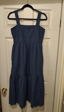 Uniqlo Cotton Embroidery Shirring Sleeveless Dress Brand New Size S