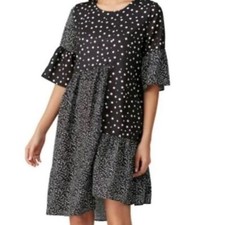 Anthropologie Caara Millazo Asymmetrical polka dot dress