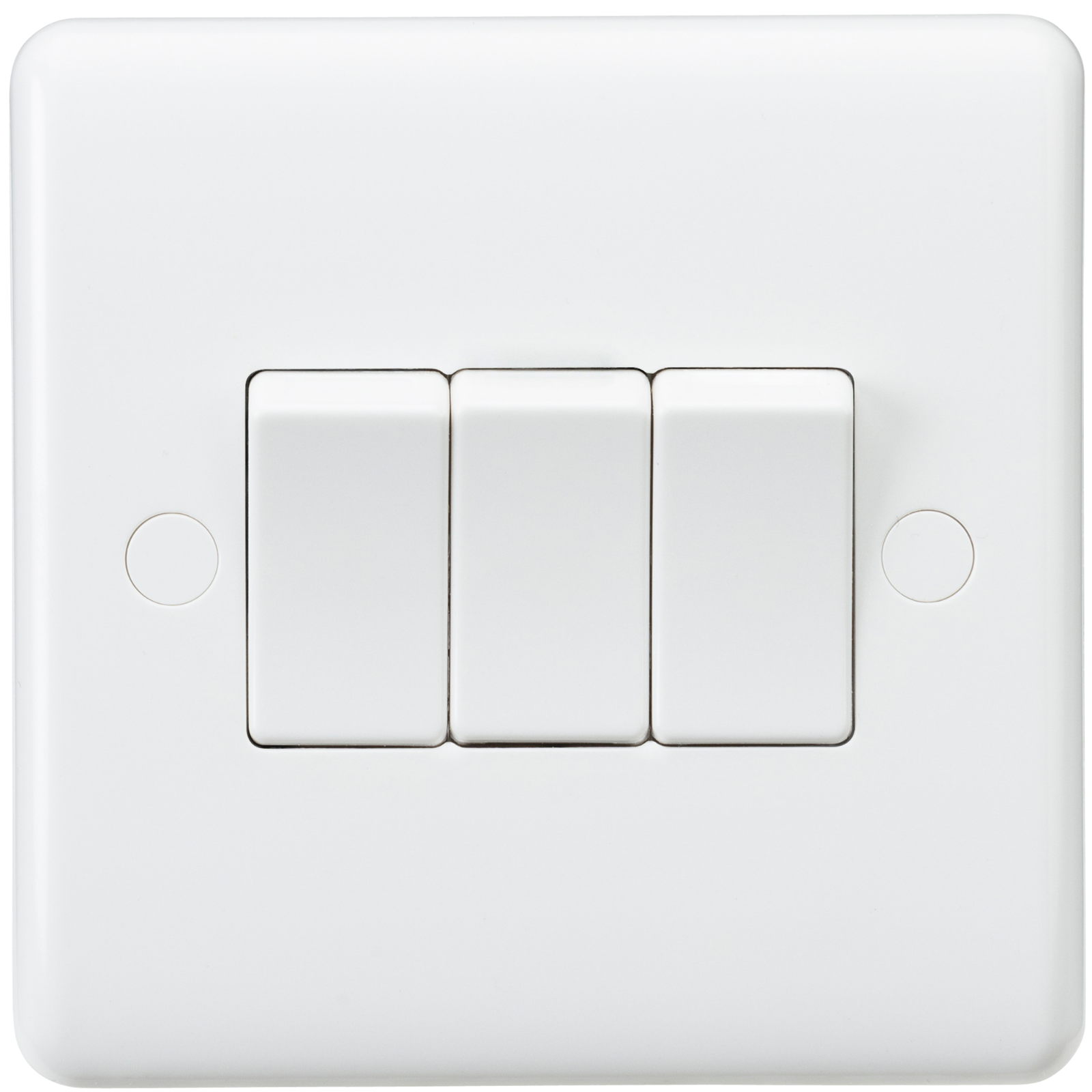 White Curved Edge Wiring Accessories 10A 3G 2-Way Switch