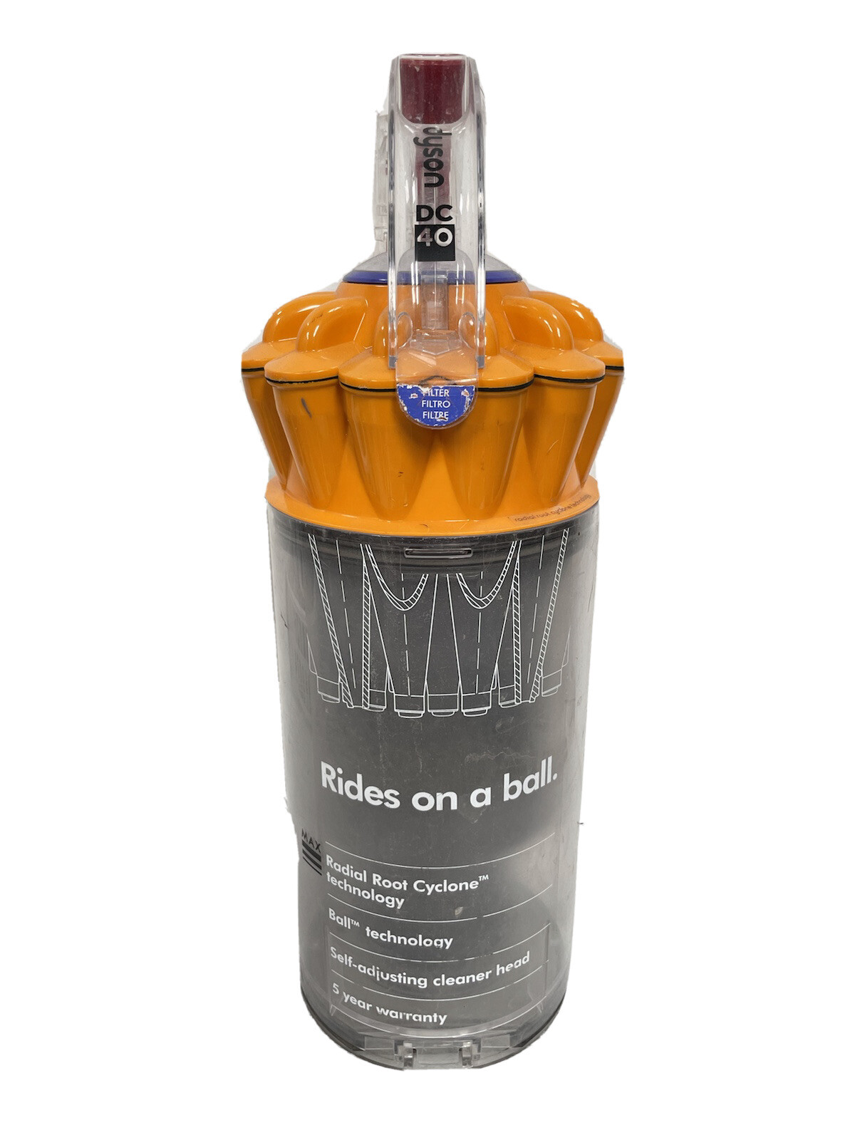 Dyson DC40 Vacuum Parts Yellow Cyclone Bin and Filter Assembly DY-923582-01-image